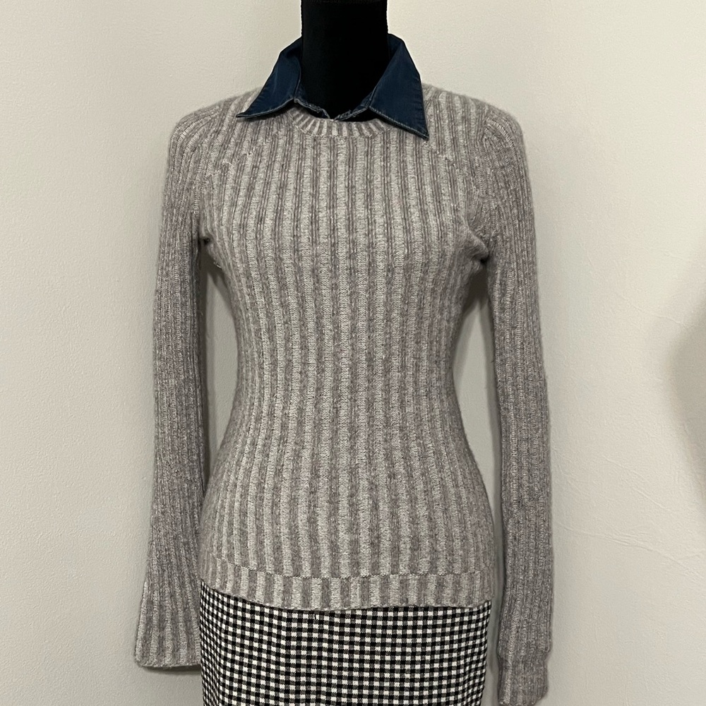 Minnie Rose Womens Cashmere Long Sleeve Pullover Sweater Top Gray Sz S Preppy‎